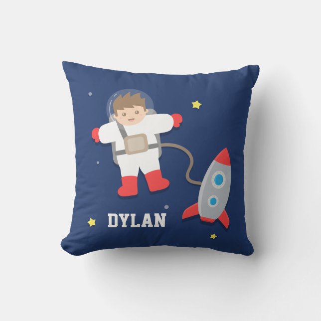 Rocket Frakt Rymden Little Astronaut Boys Room Kudde (Framsida)