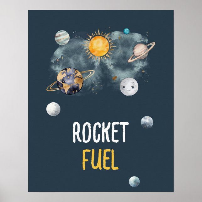 Rocket Fuel Galaxy Rymden Birthday Pojke Poster (Framsidan)
