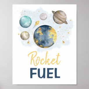 Rocket Fuel Galaxy Rymden Birthday Pojke Poster
