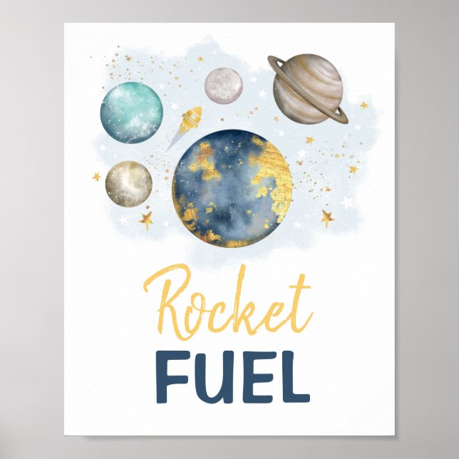Rocket Fuel Galaxy Rymden Birthday Pojke Poster (Framsidan)