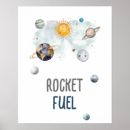 Rocket Fuel Galaxy Rymden Birthday Pojke Poster