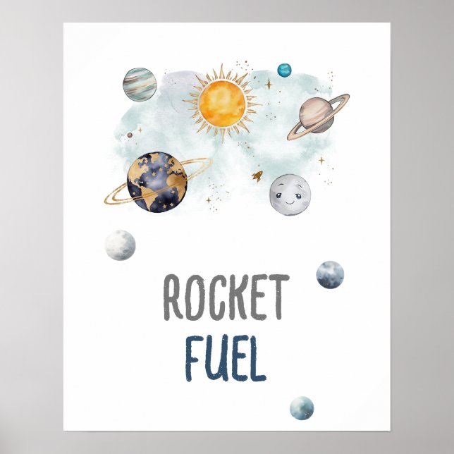 Rocket Fuel Galaxy Rymden Birthday Pojke Poster (Framsidan)