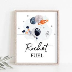 Rocket Fuel Space Party Astronaut Boy Drinks Poster