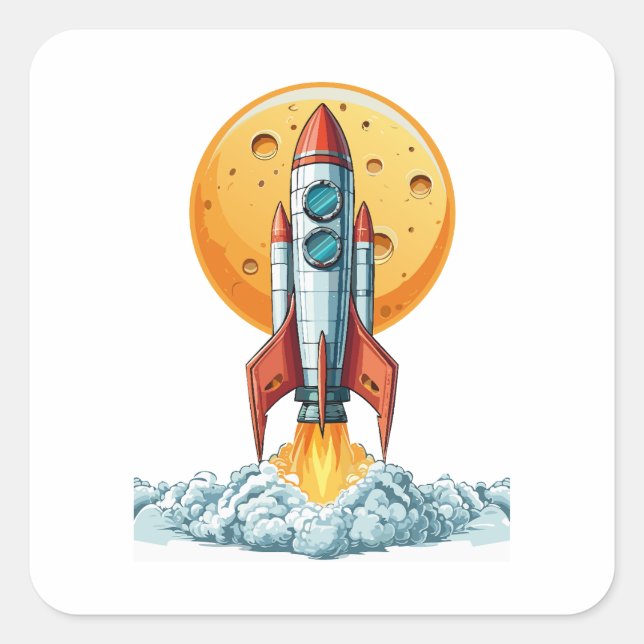 rocket fyrkantigt klistermärke (Framsida)