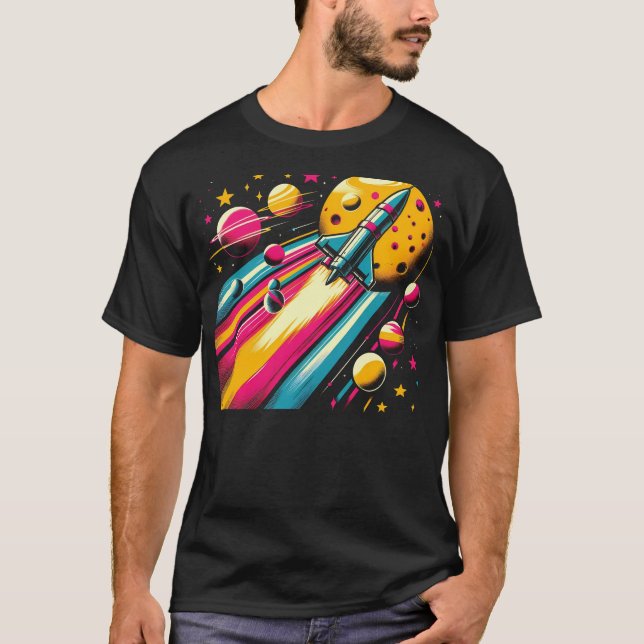 Rocket genom Stars och Galaxy T Shirt (Framsida)