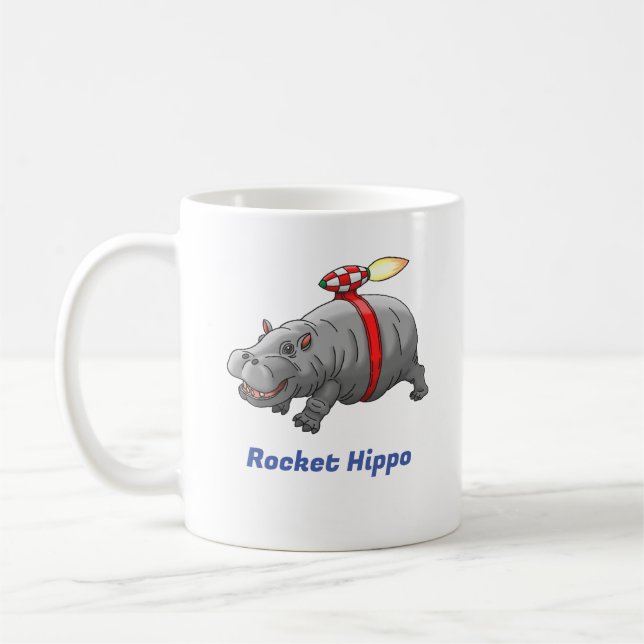 Rocket Hippo Birthday Kaffemugg (Vänster)