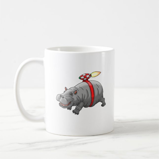 Rocket Hippo Birthday Kaffemugg (Vänster)