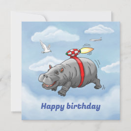 Rocket Hippo Birthday Kort