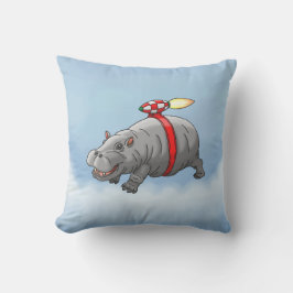 Rocket Hippo Birthday Kudde