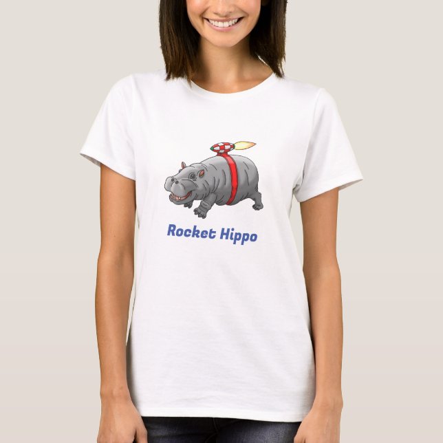 Rocket Hippo Birthday T Shirt (Framsida)
