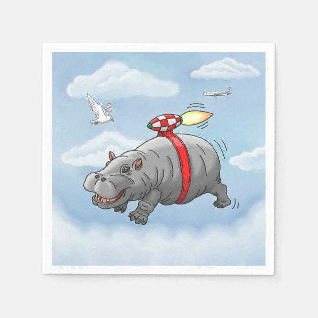 Rocket Hippos fantastiska flygning Pappersservett (Framsidan)