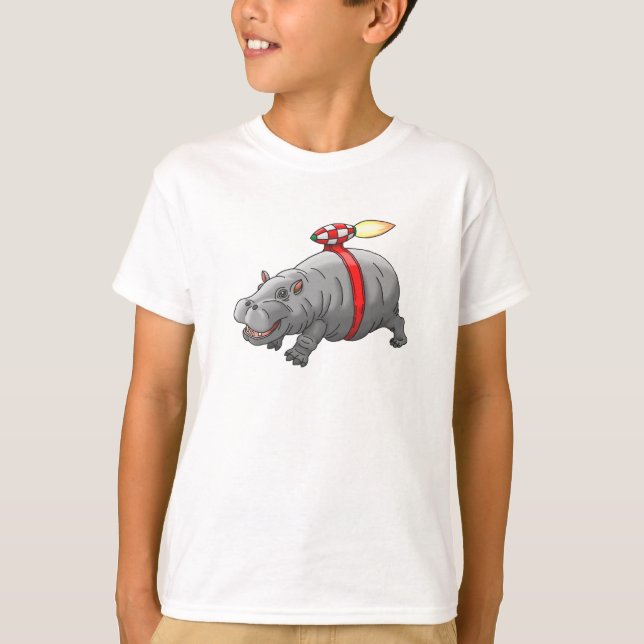 Rocket Hippo's Jetpack Ride T Shirt (Framsida)