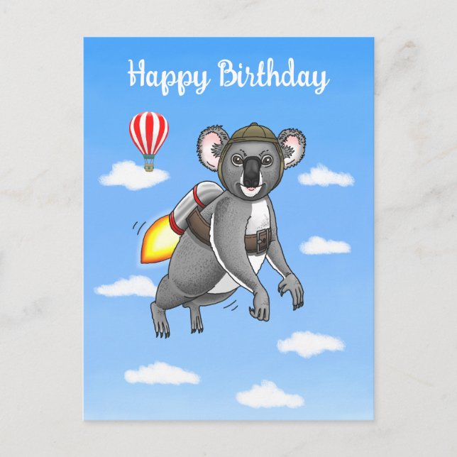 Rocket Koalas Födelsedag Vykort (Framsida)
