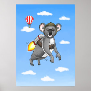 Rocket Koalas jetpack-åkning Poster