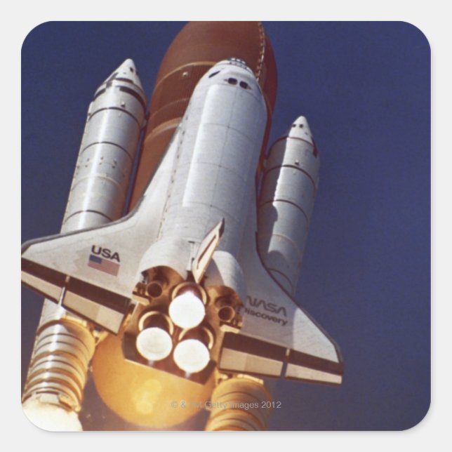 Rocket Launch Fyrkantigt Klistermärke (Framsida)