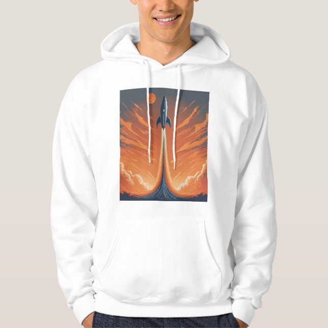 Rocket Launch Trajectory T-Shirt Hoodie (Framsida)