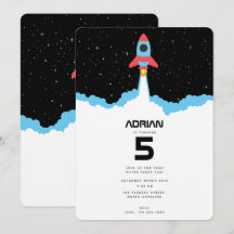 Rocket Launching in Outer Space Birthday