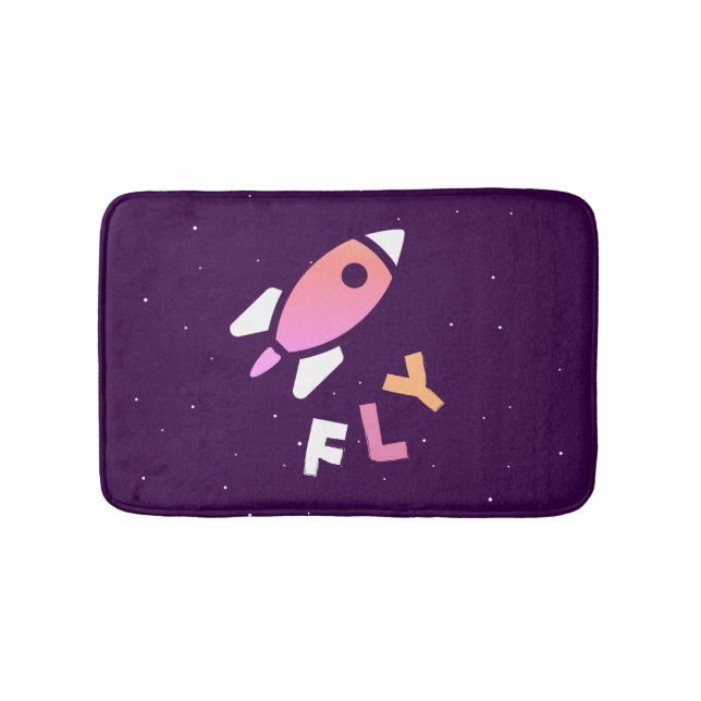 Rocket - Lila & Rosa Abstrakt Pop Art. FLY! Badrumsmatta (Framsidan)