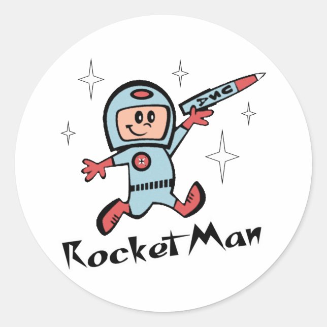 Rocket Man Runt Klistermärke (Framsida)