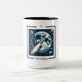 Rocket Måne Space Monogram tvåtonskaffe Mugg