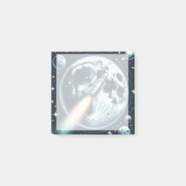 Rocket Måne Space Post-it Block (Framsida)