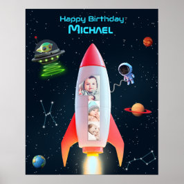 Rocket med Photo | UFO Alien Birthday Astronaut Poster