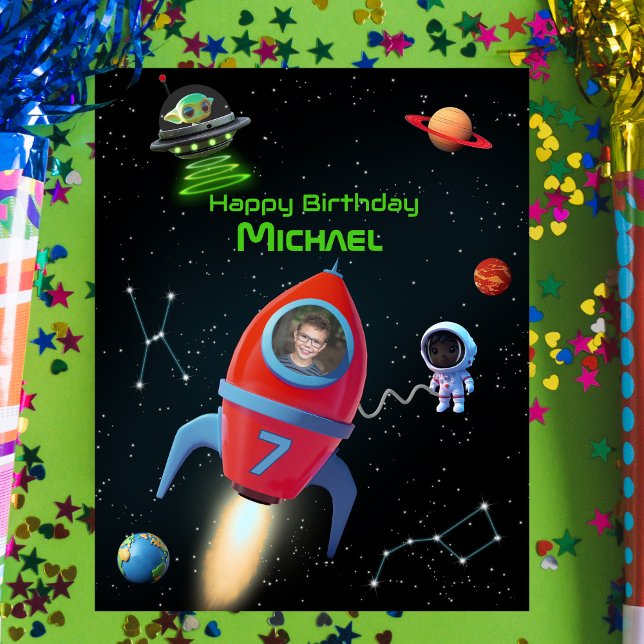 Rocket med Photo | UFO Alien Birthday Astronaut Poster (Skapare uppladdad)
