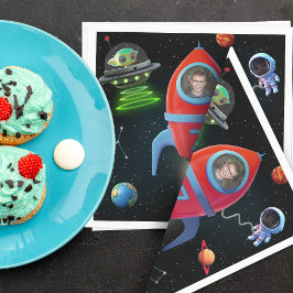 Rocket med Photo | UFO Astronaut Alien Birthday Pappersservett