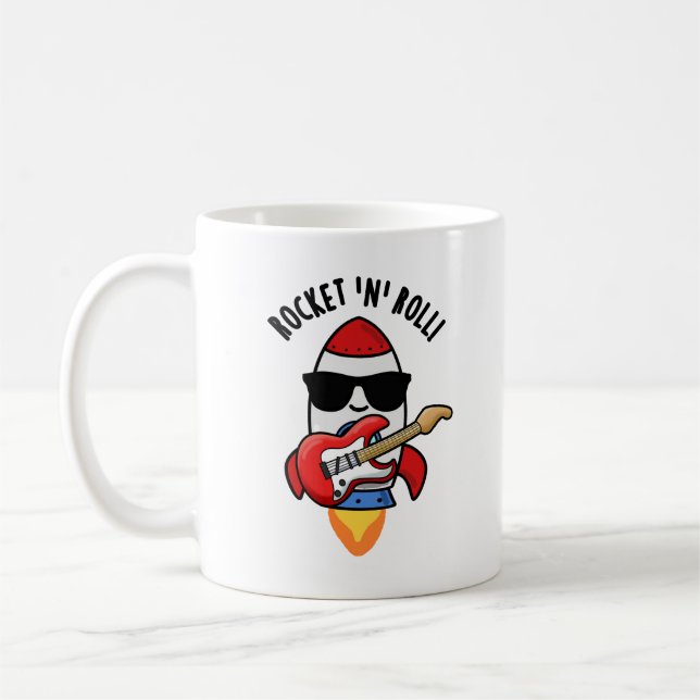 Rocket och Roll Funny Rocket Pun Kaffemugg (Vänster)