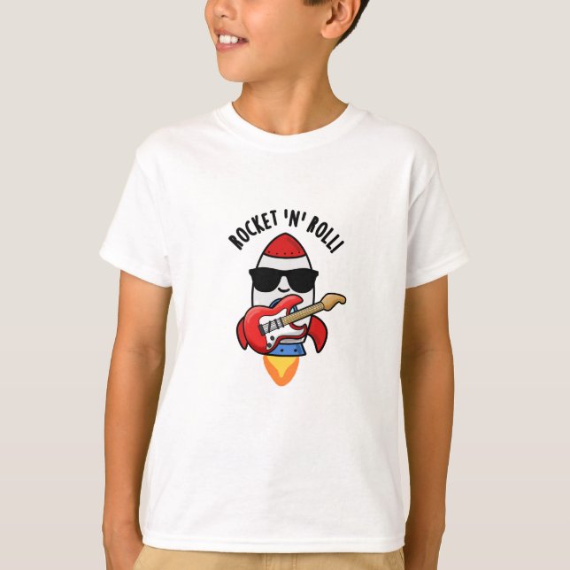 Rocket och Roll Funny Rocket Pun T Shirt (Framsida)