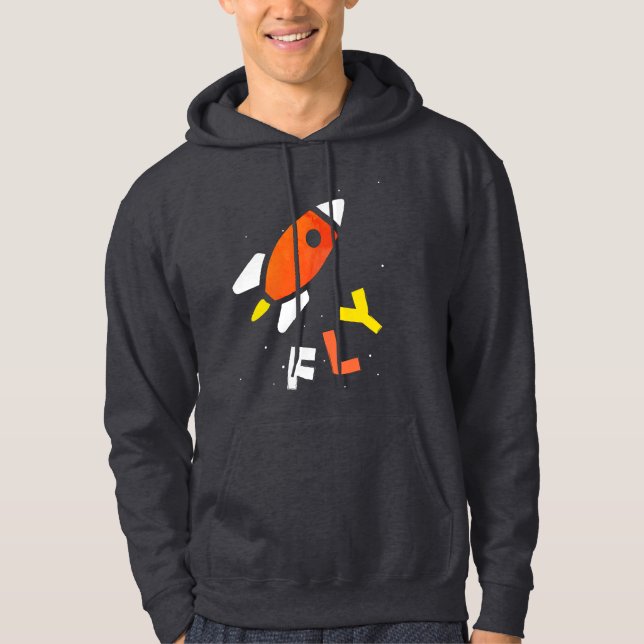 Rocket - Orange & Gult Abstrakt PIP Art. FLY! Hoodie (Framsida)