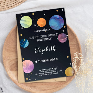 Rocket & Planet Galaxy Theme för barn Inbjudningar