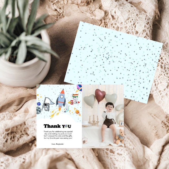 Rocket planets galaxy och rymden tack för ditt kor meddelande (Skapare uppladdad)