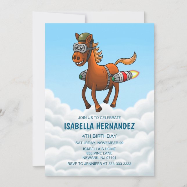 Rocket Pony Födelsedag Inbjudningar (Framsida)