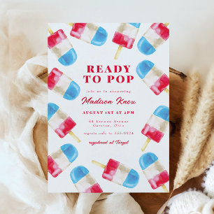 Rocket Pop Summer Patriotic Popsicle Baby Shower Inbjudningar