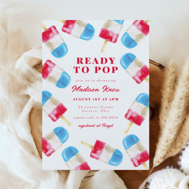Rocket Pop Summer Patriotic Popsicle Baby Shower Inbjudningar (Skapare uppladdad)