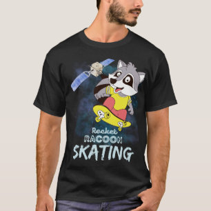 Rocket Raccoon Skating Söt Rymd Gamer T-Shirt