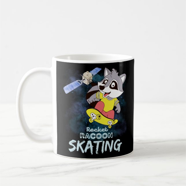 Rocket Racoon Skating Kaffemugg (Vänster)