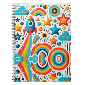 "Rocket Rainbow" Spiral-anteckningsbok Anteckningsbok