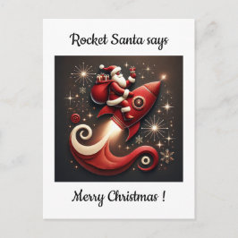 Rocket Santa Christmas card Helg Vykort