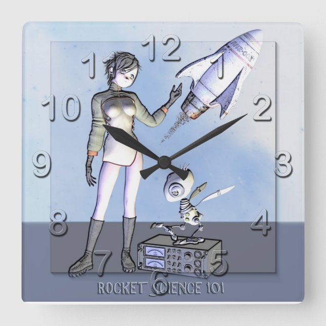 Rocket Science 101 Wall Clock Fyrkantig Klocka (Framsida)