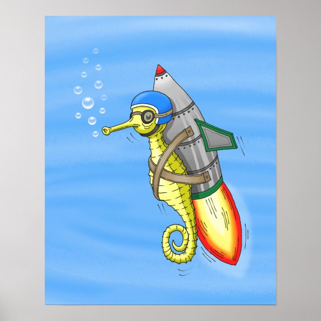 Rocket Seahorse Poster (Framsidan)