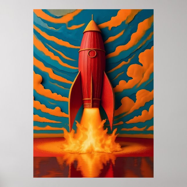 Rocket Ship: 1950s inspired  Poster (Framsidan)