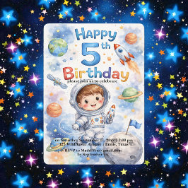 Rocket ship birthday Space Planets Boy Stars Inbjudningar