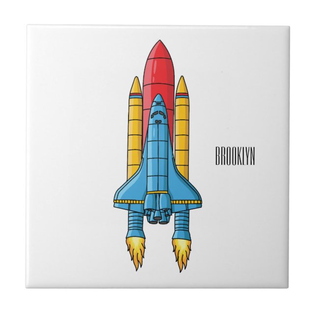 Rocket ship cartoon illustration kakelplatta (Framsidan)
