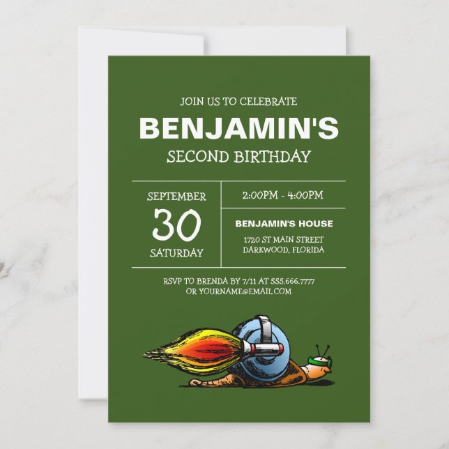 Rocket Snail Födelsedagsinbjudan Inbjudningar (Framsida)