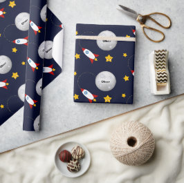 Rocket till Måne och Stars Personlig Presentpapper