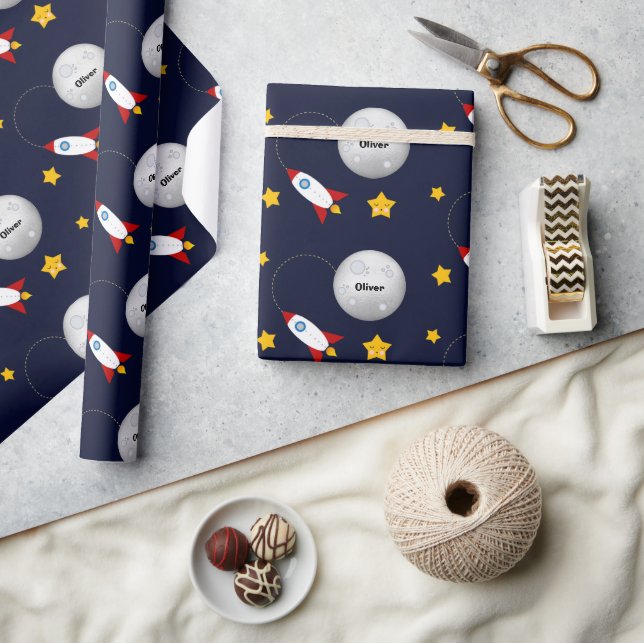 Rocket till Måne och Stars Personlig Presentpapper (Hantverk)