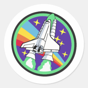 Rocket till måne runt klistermärke