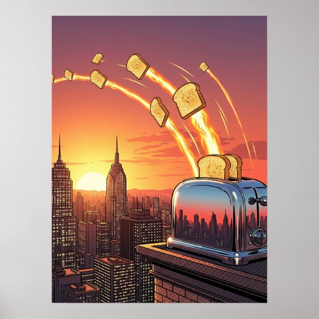 Rocket Toast Skyline - Retro Surreal Pop Art Poster (Framsidan)